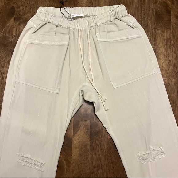 NWT Mustard Seed Wide Leg Distressed Drawstring Cargo Relaxed Fit Pants Small - Picture 3 of 11